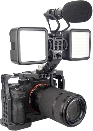 Vista 5 de A7iii / A7riii - Jaula de cámara completa y mango superior de localización ARRI, con 5 soportes de zapata fría, agujeros ARRI de 1/4 pulgadas y 3/8