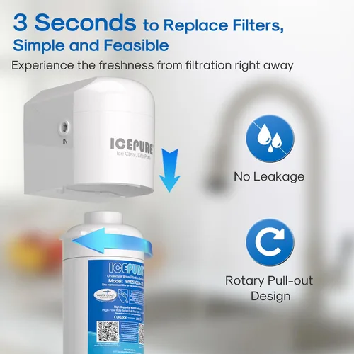 Vista 4 de ICEPURE WFS5300A-20 5 años o 40K galones Sistema de filtración de agua bajo fregadero, de ultra alta capacidad, certificado NSF/ANSI CAN372 y 42