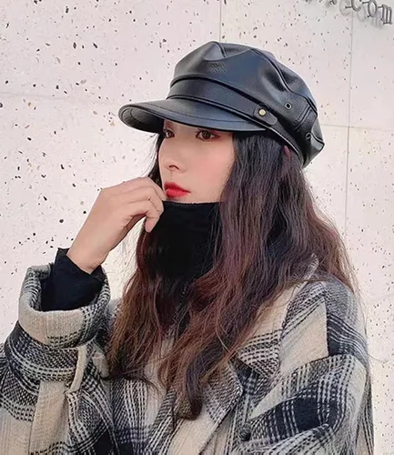 Vista 5 de Brcus Gorra de boina con punta de marinero para mujer de Yate de PU Newsboy Cabbie Baker Boy