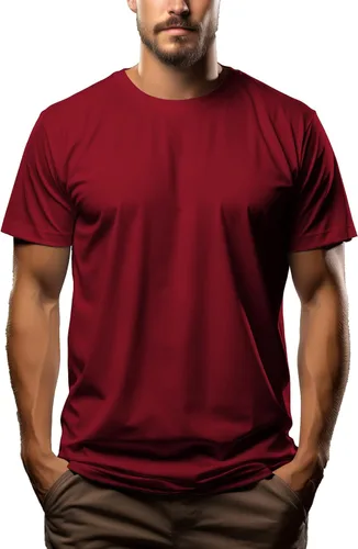 Vista 18 de Camiseta de alta calidad para hombre, 7.1 oz/yd² de algodón puro con cuello redondo