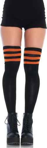 Vista 15 de Leg Avenue Calcetines altos atléticos de tres rayas para mujer Negro