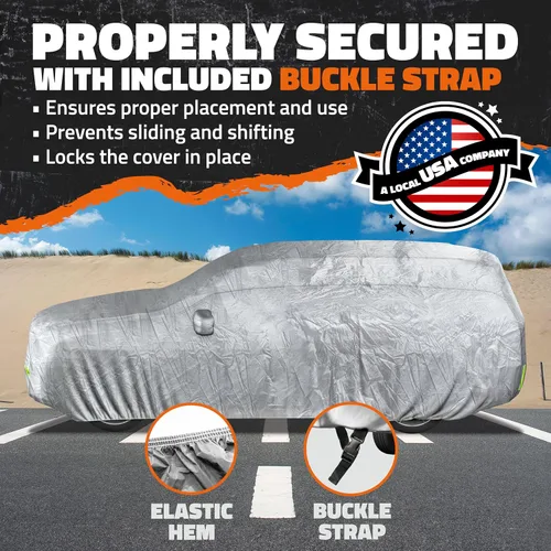 Vista 2 de Mockins 190T - Funda de poliéster para vehículos SUV Small SUV Car Cover for Snow , Frost, Dust, UV & Rain Outdoor & Indoor Car Covers for