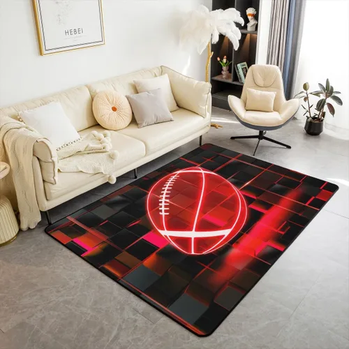 Vista 33 de Erosebridal Tapete de fútbol para interiores de 3 x 5 pulgadas, alfombra de fútbol neón para niños, adolescentes, hombres, brillantes, geométricas