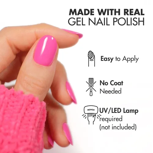 Vista 3 de MOYOU LONDON Tiras de uñas de gel semicuradas, 20 unidades, envolturas de uñas para manicura de calidad de salón, funciona con cualquier lámpara UV