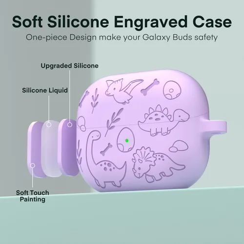 Vista 8 de Maxjoy Funda compatible con Samsung Galaxy Buds 3 Pro / Galaxy Buds 3 (2024), funda protectora de silicona grabada para Galaxy Bud 3 para mujeres