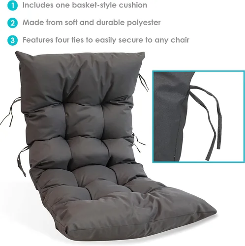 Vista 2 de Sunnydaze Reemplazo de cojín para silla de huevo para exteriores, relleno de polipropileno acogedor, para patio, patio trasero o porche delantero