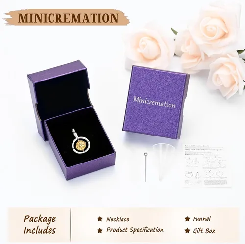 Vista 4 de Minicremation Joyería de cremación de brújula para cenizas, cenizas funerarias, colgante de medallón de recuerdo para mujeres y hombres