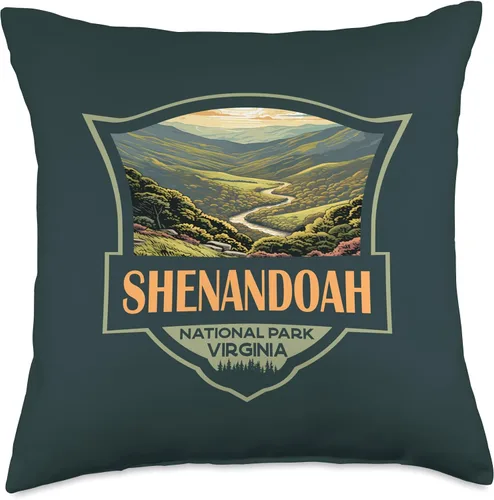 Vista 5 de Shenandoah National Park USA Outdoor Merch Shenandoah National Park Illustration Travel Retro Badge - Almohada de viaje, 16 x 16 pulgadas, multicolor