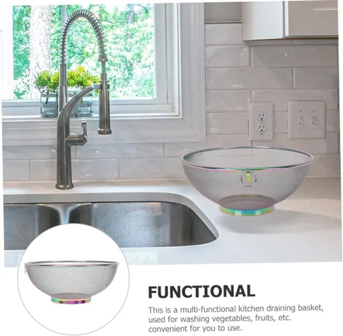 Vista 3 de NUOBESTY Colador de cocina de malla fina de acero inoxidable para lavar frutas, verduras y granos, filtro de alimentos para un drenaje eficiente