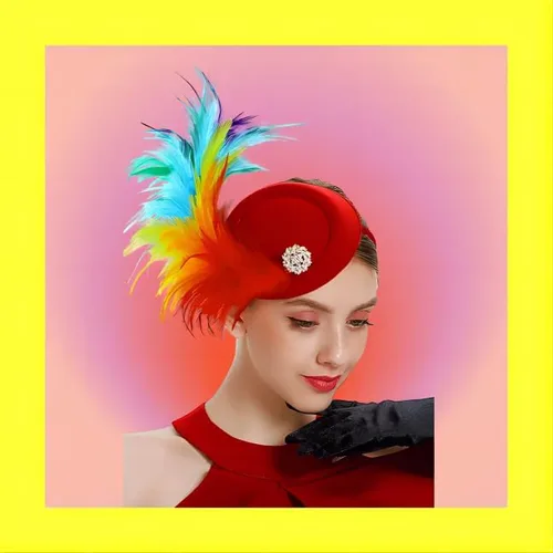 Vista 5 de Sombrero de plumas hecho a mano en una diadema y un clip de los años 20 para Derby Horse Race Brunch Party Cocktail Headwear