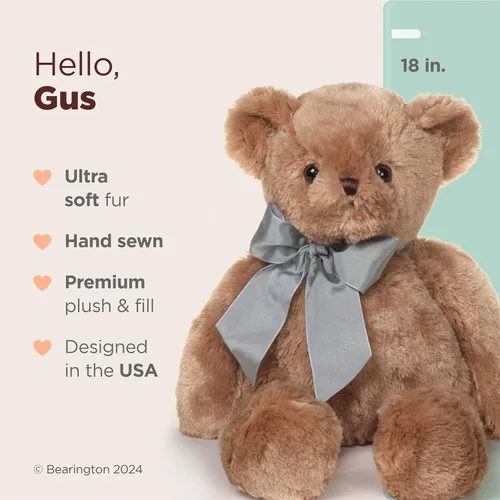 Vista 2 de Bearington Gus Animal y oso de peluche de 18 pulgadas, animal de peluche, verde