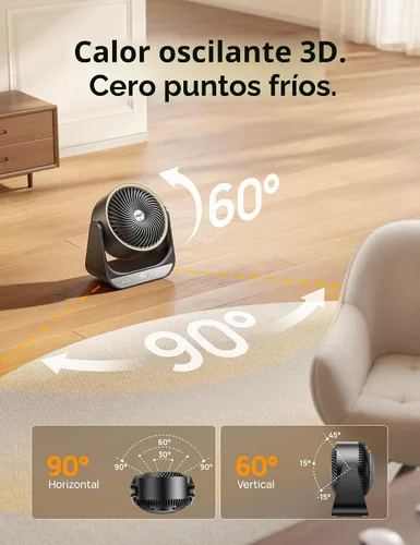 Vista 4 de Dreo Calentador de habitación entera 714, oscilación 3D vertical de 60° y horizontal de 90°, circulador de largo alcance de 12 pies por segundo, 3