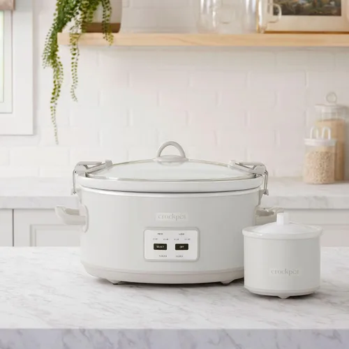 Vista 3 de Crock-Pot Olla de cocción lenta Cook and Carry de 7 cuartos con control táctil, 4 configuraciones preprogramadas, recipiente de cerámica extraíble