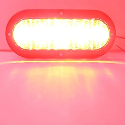 Vista 6 de Par de luces LED ovaladas cromadas de 6 pulgadas, color rojo, para parada, remolque, camión, RV, fabricadas en Estados Unidos (dos luces)