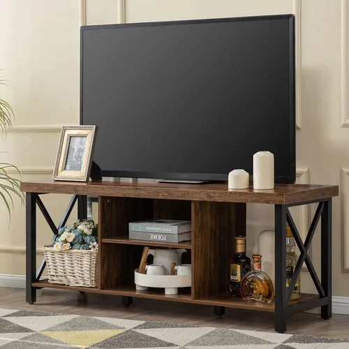 Vista 10 de GAZHOME Soporte de TV para TV de hasta 55 pulgadas, mueble de TV con almacenamiento abierto, unidad de consola de TV con estantería para sala