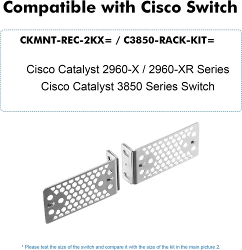 Vista 5 de MokerLink Oreja de montaje en rack de metal para interruptores de 17,3 pulgadas, compatible con interruptor de red Cisco 2960X 2960XR 3650 3850