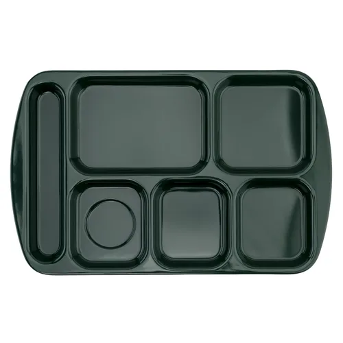 Vista 9 de G.E.T. Bandeja escolar para cafetería con 6 compartimentos, para zurdos, 10 x 14 pulgadas, verde bosque (paquete de 4)