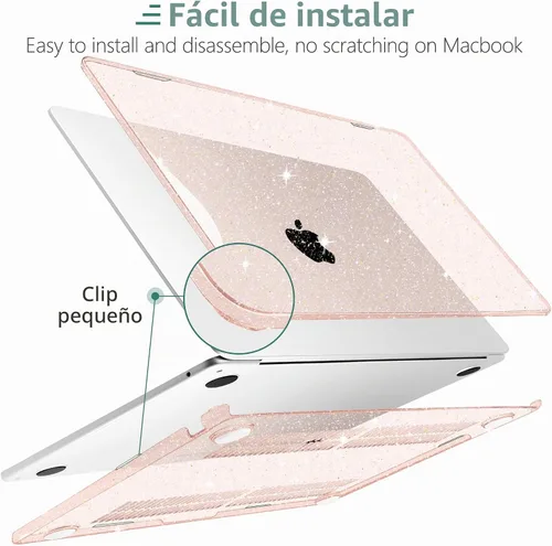 Vista 4 de DONGKE - Funda con purpurina para MacBook Air de 15 pulgadas M5 M4 M3 M2 Brillante Starlight