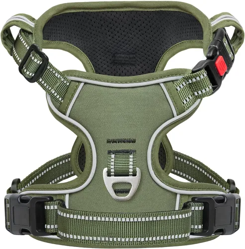 Vista 11 de Timos Arnés para perro de tamaño pequeño, arnés sin tirones para mascotas con cuello a presión bloqueable, chaleco reflectante para perro, sin