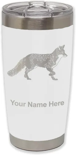 Vista 31 de LaserGram Vaso aislado al vacío de 20 onzas, zorro, grabado personalizado incluido (negro)