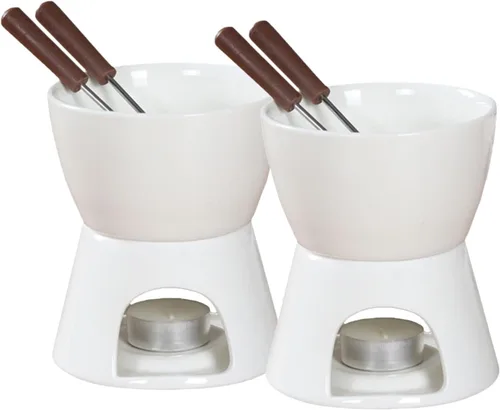 Vista 8 de Sizikato Juego de fondue de chocolate de porcelana roja en forma de corazón, 10 onzas