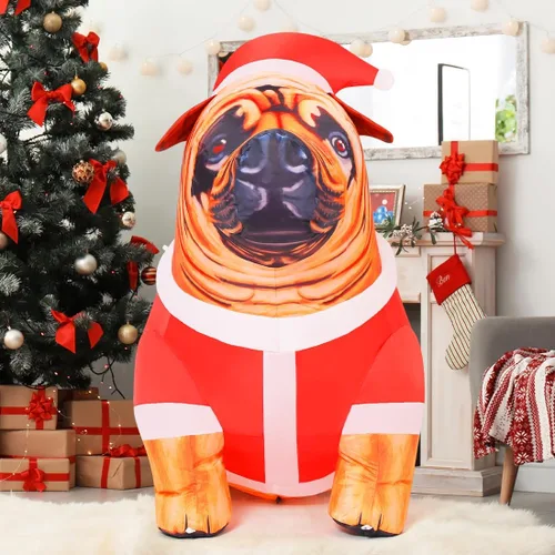 Vista 2 de COMIN Inflables de Navidad de 4 pies de alto para perro, decoración al aire libre, bulldog inflable con luces LED integradas, decoración de patio