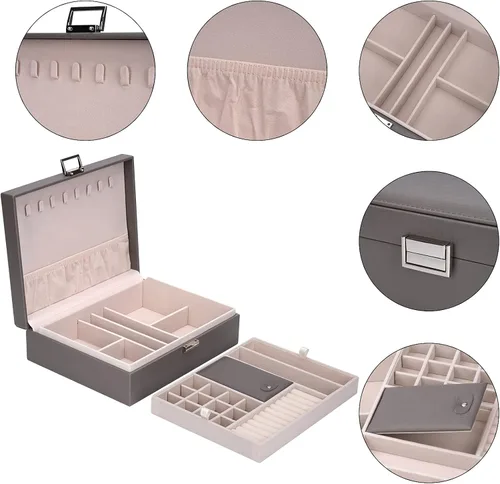 Vista 3 de Almacenamiento y organizador Joyero Caja de almacenamiento de joyería Caja de almacenamiento de joyas de viaje Organizador Casos contenedores