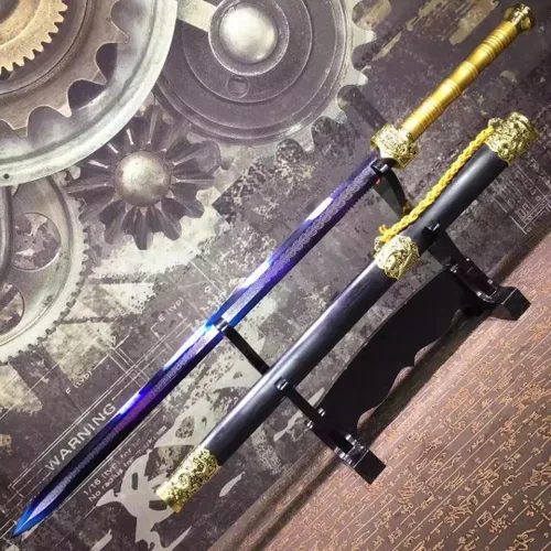 Vista 3 de Espada suprema, hecha a mano (hoja azul de acero de alto carbono, vaina de madera negra) Chinese sword