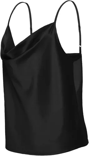 Vista 3 de TOUTOUAI - Blusas de tirantes de satén con cuello holgado para mujer