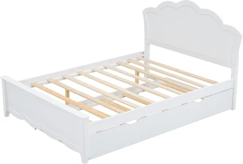 Vista 5 de Harper & Bright Designs Base de cama matrimonial con nido, plataforma de madera con cabecero y estribo para niños, adolescentes y adultos