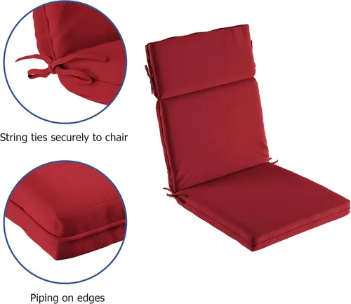 Vista 2 de Lavish Home Cojines para silla de respaldo alto, 45 pulgadas de largo x 21.5 pulgadas de ancho x 3 pulgadas de alto, color rojo, 4