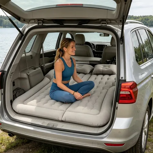 Vista 8 de SUV Air Mattress, Gray Inflatable Car Mattress with 12V Pump for Camping Grey