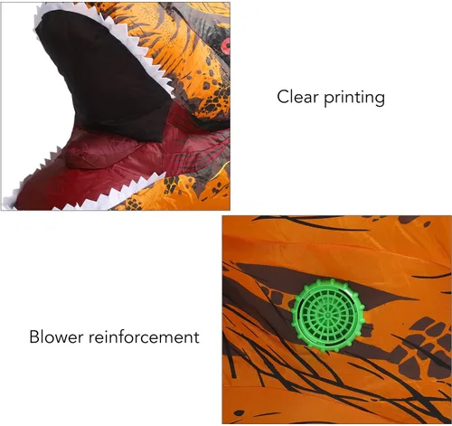 Vista 6 de Disfraz inflable de dinosaurio, disfraz de T Rex para Halloween (marrón)