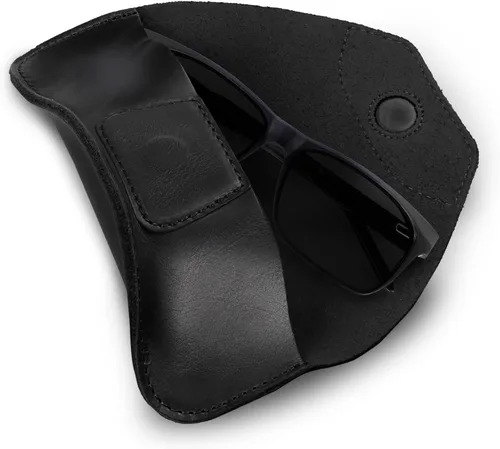 Vista 3 de Funda de piel auténtica para gafas y gafas de sol con cierre magnético a presión