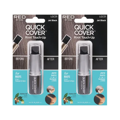 Vista 9 de RED by Kiss Barra de retoque de raíz de cobertura rápida, corrector temporal de cabello gris resistente al agua con cepillo para raíces y barba, 1