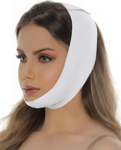 Vista 3 de Cinturón reductor facial de doble mentón para la cara, compresión lipo, envoltura facial después de la cirugía, adelgazante y tonificante máscara