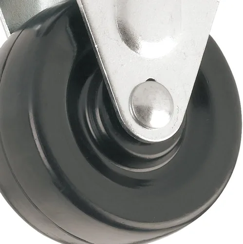 Vista 2 de Rueda de rodaja de goma resistente con placa superior rígida no giratoria - 2 pulgadas - capacidad de carga de 125 libras