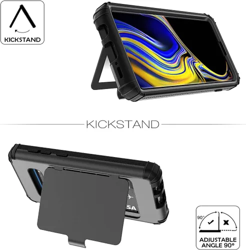 Vista 5 de WeLoveCase Funda tipo cartera para Galaxy S10 Defender con espejo oculto, tres capas a prueba de golpes, protección resistente, funda protectora