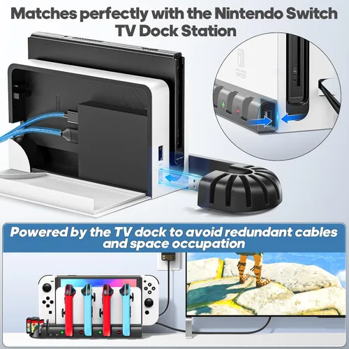 Vista 4 de Soporte de pared para interruptor con cargador, kit de montaje en pared para interruptor Joy-Con, estación de acoplamiento de carga para interruptor