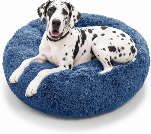 Vista 54 de JOLLYVOGUE - Cama para perros y gatos, cama relajante y antiestrés para mascotas y perros pequeños, cojín esponjoso en forma de dona para mascotas