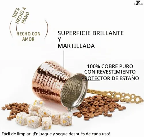 Vista 6 de Cafetera turca Hakan Hervidor de agua para estufa, cafetera, calentador de mantequilla, chocolate y leche Calentamiento uniforme y rápido