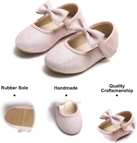 Vista 5 de Felix & Flora Zapatos de vestir para niñas pequeñas - Zapatos planos Mary Jane para niñas de flores, zapatos de ballet para fiestas y bodas