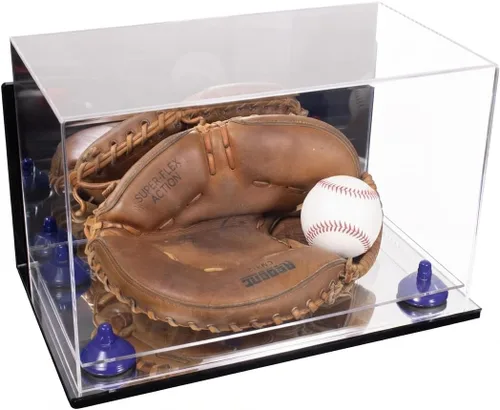 Vista 119 de Better Display Cases Vitrina de guantes de béisbol de acrílico transparente con elevadores negros (A011/V16)