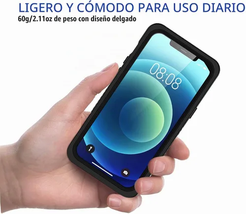 Vista 3 de Lanhiem Funda para iPhone 12 Pro, funda impermeable IP68 a prueba de polvo con protector de pantalla integrado (no para iPhone 12), funda protectora