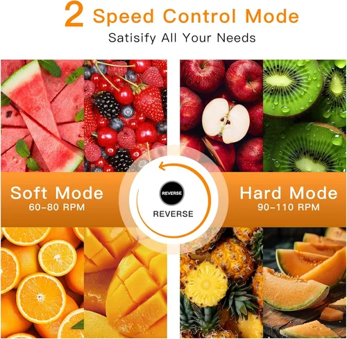 Vista 5 de MegaWise Exprimidor de masticación lenta de prensa en frío, tecnología silenciosa de prensa en frío, modos de doble velocidad, extractor de frutas