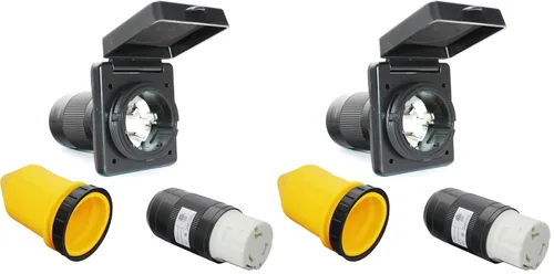 Vista 10 de Kit de enchufe de entrada de alimentación X-Haibei para autocaravana de 30 amperios, enchufe NEMA L5-30R negro de 125V, conector hembra de bloqueo