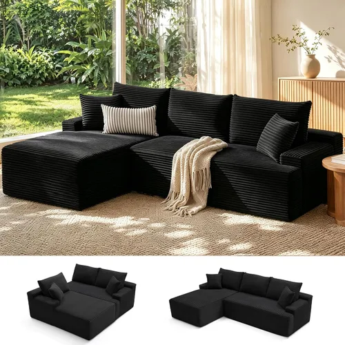 Vista 15 de Mangodan - Sofá seccional en forma de nube, sofá sin huesos para sala de estar, sofá seccional modular con asiento profundo, sofá esponjoso y cómodo