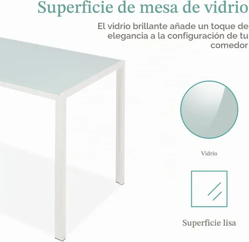 Vista 2 de Best Choice Products Juego de comedor de 5 piezas de vidrio, muebles modernos de mesa de cocina para comedor, dinette, espacio compacto ahorrador