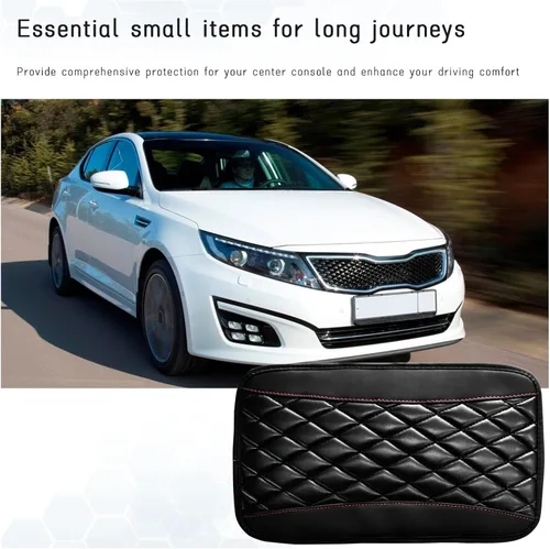 Vista 6 de Dickno Cojín para Consola Central de Automóvil, Funda Universal de Cuero Impermeable para Caja de Asiento de Reposabrazos, Cómodo Protector