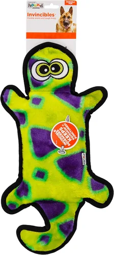 Vista 2 de Outward Hound Durablez Gecko - Juguete de peluche grande sin relleno para cachorros y perros, interactivo, suave pero resistente, sin ensuciar Geco